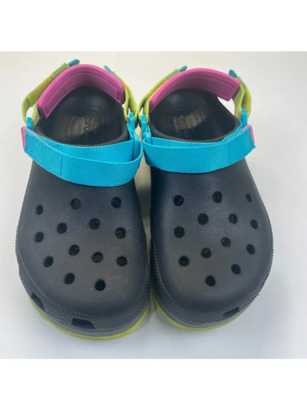 Crocs Classic Hiker Clog Black Unisex Womens 10  Men 8  Shoes Neon Straps JIBIT